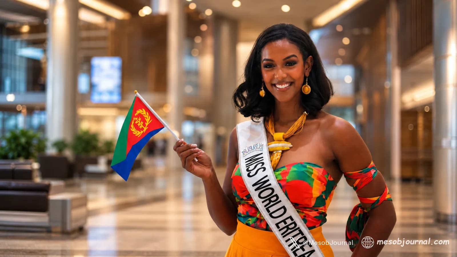 Snit holding Eritrean flag.