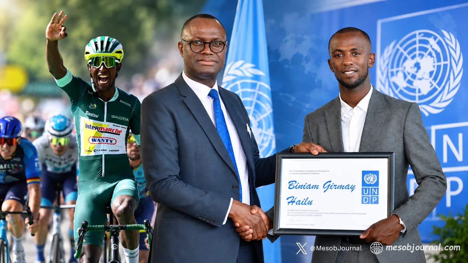 Biniam Girmay honored by UNDP.