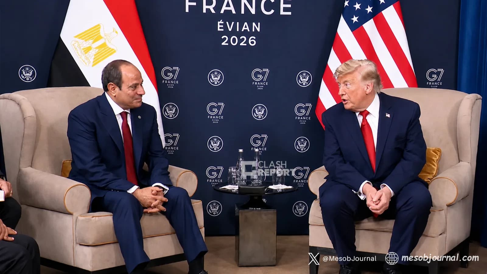 The U.S. and Egyptian presidents meet during the G7 summit in Évian, France.