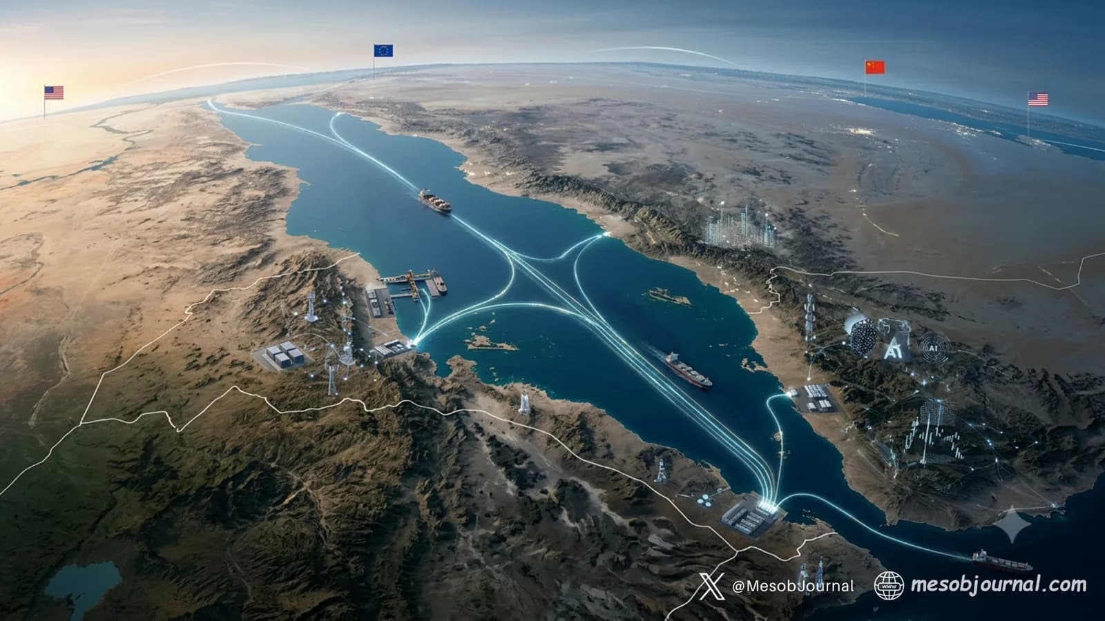 Eritrea connected by submarine internet cables across the Red Sea to global networks.