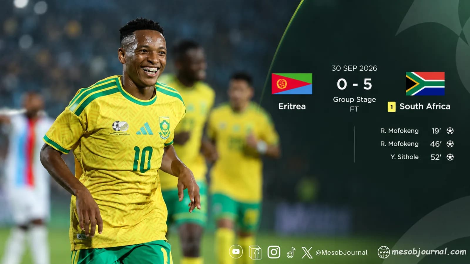 Eritrea suffer 5–0 defeat to South Africa